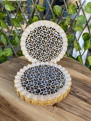 Gürcü Glass Leopar Model Altın 6 Prç Servis Tabağı 26 Cm.