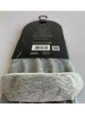 Alessa Socks Bambu Babet Çorap Silikonlu 6 Çift Yıkamalı Burun Dikişsiz Erkek Gri