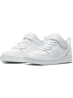 Nike Court Borough Low 2 Leather Sneaker Hakiki Deri Lastik Ipli Bantlı Spor Ayakkabı Beyaz