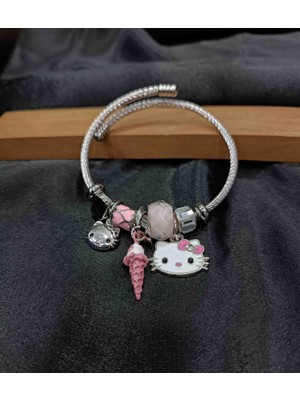 Dna Pandora, Hello Kitty Charmlı Pembe Çelik Bileklik