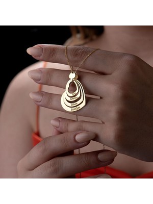 Vianto Jewellery Aile Bağlarını Kutlayan 925 Ayar Kadın Gümüş Katmanlı Isim Kolye - Kişiye Özel Lüks Tasarım