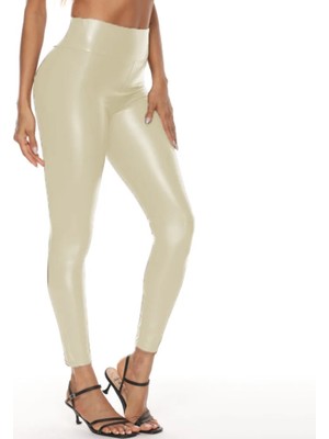 Nyc Deri Suni Deri Yüksek Bel Tayt