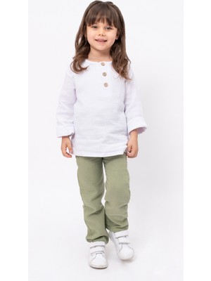 Bubito Unisex Bebek&çocuk %100 Pamuklu Müslin Alt Üst Pijama Takım-Yeşil