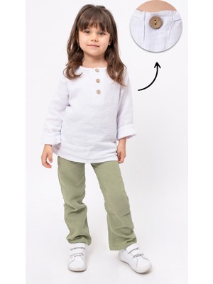 Bubito Unisex Bebek&çocuk %100 Pamuklu Müslin Alt Üst Pijama Takım-Yeşil