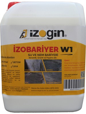 İzogin İzobariyer Su ve Nem Bariyeri (Beyaz Membran) Mutfak, Banyo ve Havuz Seramik Altı 5 kg (10-12 mt)