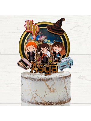 Cake Topper Harry Potter Temalı Kız Erkek Çocuk Doğum Günü Kişiye Özel Pasta Süsü (19x20cm)