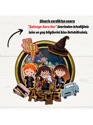 Cake Topper Harry Potter Temalı Kız Erkek Çocuk Doğum Günü Kişiye Özel Pasta Süsü (19x20cm)