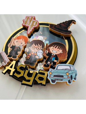 Cake Topper Harry Potter Temalı Kız Erkek Çocuk Doğum Günü Kişiye Özel Pasta Süsü (19x20cm)