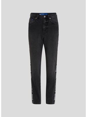 Karl Lagerfeld Yüksek Bel Düz Paça Standart Siyah Kadın Denim Pantolon 240J1112