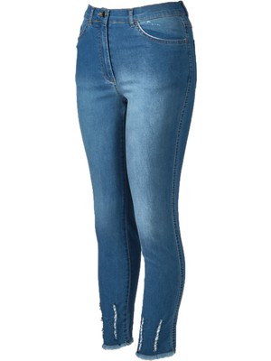 Seleste Slim Fit Dar Paça Normal Bel Lacivert Kadın Pantolon 24Y250