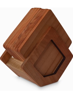 Üçgen Bardak Altlığı Seti ve Standı | Woodsaka