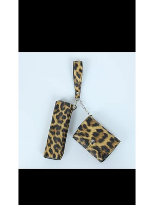 Zigver Iqos Iluma One Tam Set Çantalı Kılıf Açık Leopar