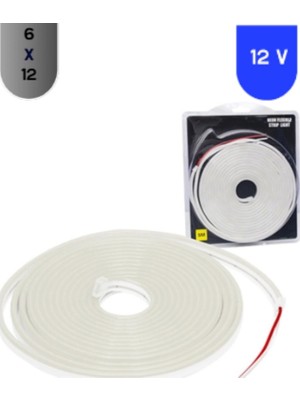 Msv Teknoloji 12 Volt 6X12 mm 120 Ledli Esnek Neon LED 4000K Naturel Beyaz Işık 5 Metre IP65