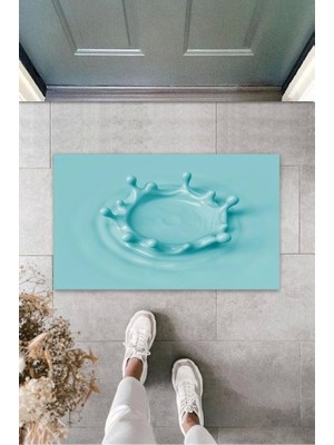 Narnuga Dijital Baskı Mavi Su Damlası Paspas K-3137