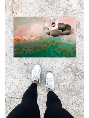 Narnuga Dijital Baskı Renkli Taş Desen Kapı Önü Paspası K-1049