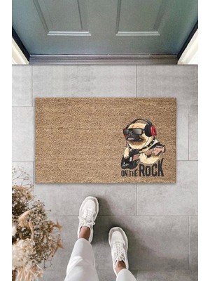 Narnuga Dijital Baskı Kahverengi On The Rock Köpek Dekoratif Kapı Paspası K-2040