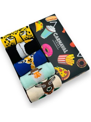 Carnaval Socks 5'li Hayvanlar Tasarımlı Renkli Desenli Soket Çorap Seti