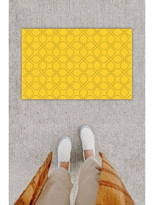 Narnuga Dijital Baskı Dekoratif Motif Sarı Kapı Önü Paspası K-1277