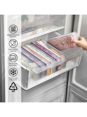 Selka Home 6 Adet 2,5 Lt. Nora Organizer Buzdolabı Buzluk Düzenleyici Saklama Kabı