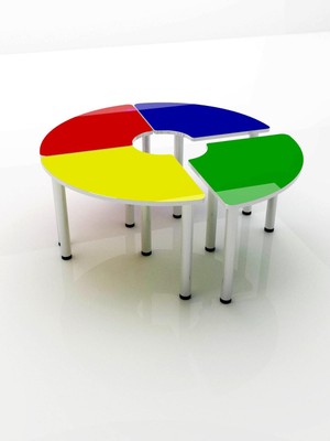 Anaokulu 4 Parça Yuvarlak Etkinlik Masası 120 cm
