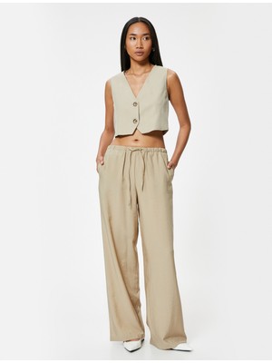 Koton Bol Paça Pantolon Modal Kumaş Cepli Beli Bağlamalı