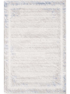 Ottofis Toscana Koleksiyonu 3.5m² 150x230cm Krem-mavi Renk Polyester Iplik Düz Saçaklı Makine Dokuma Halı