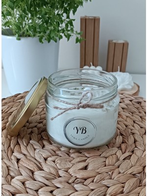 Yeba Candle El Yapımı Dekoratif Yıldızlı Amber Kokulu Kavanoz Mum