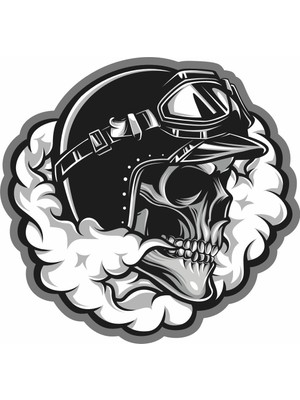 Sticker Usta Kurukafa Kasklı Motosiklet Araba Karavan Oto Sticker 00015