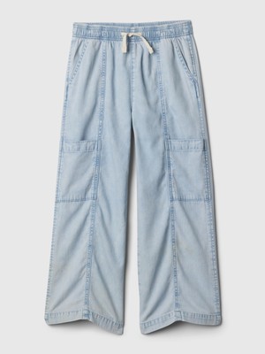 Gap Kız Çocuk Mavi High Rise Pull-On Denim Kargo Jean Pantolon