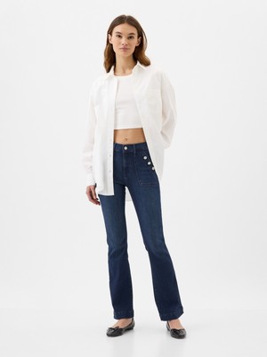 Gap Kadın Lacivert Mid Rise Bootcut Jean Pantolon