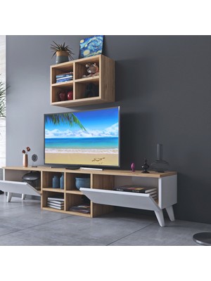 Eco Room Palas Tv Ünitesi - Atlantik Çam / Beyaz - 160 cm