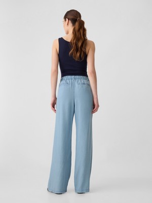 Gap Kadın Mavi Tencel™ Lyocell Easy Wide-Leg Pantolon