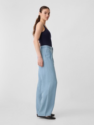 Gap Kadın Mavi Tencel™ Lyocell Easy Wide-Leg Pantolon