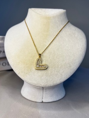 So Wish Zirkon Taşlı Kalpli Çelik Kolye