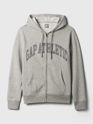 Gap Erkek Gri Gap Logo Fermuarlı Fleece Sweatshirt