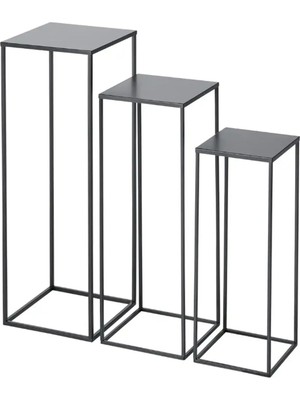 W Home 3'lü Set Metal Ayaklı Saksılık Standı - Dekoratif Ayaklı Saksılık