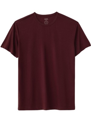 Nors Regular Bisiklet Yaka Tshirt - Bordo