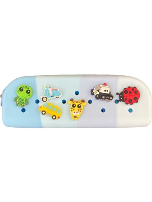 Taros Raınbow Süslü Delikli Silikon Kalemkutusu Mavi Renk  & Jibbitz