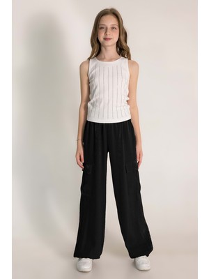 Hopi Kids Parlak Dökümlü Paçası Lastikli Kargo Pantolon Kız