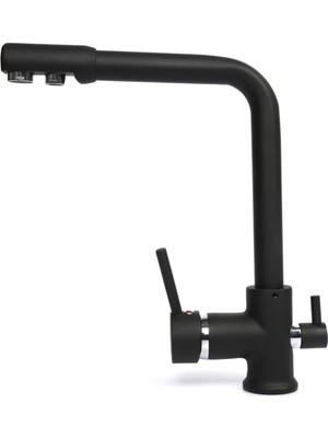 Aqua Deutsche Siyah Renk 3 Yollu (Sıcak-Soğuk-Arıtma)Su Arıtma Cihazı Evye Musluğu