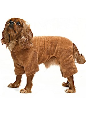 Petza Küçük ve Orta Irk Köpek Pijama Polar Tulum - Yumbo Kahverengi - Köpek Kıyafeti