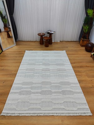 Trendy Carpet Trendycarpet Bambu Dokusunda Dekoratif Halı  Krem 8801