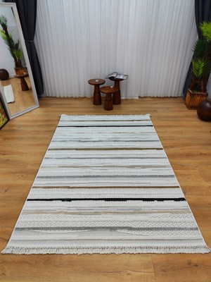 Trendy Carpet Trendycarpet Bambu Dokusunda Dekoratif Halı  Bej 8803