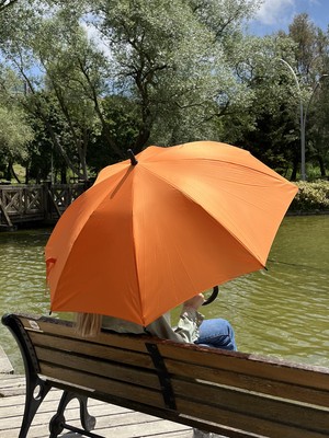 Sunlife 8 Telli Otomatik Fiberglass Baston Turuncu Renkli Yağmur Şemsiyesi