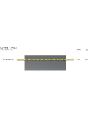 Mistik Silver Barlı Gurmet Zincir  -  14 Ayar Gerçek Altın Zincir Kolye - Kalınlık 2.00 mm (585 Damgalı)