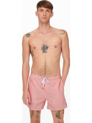 Only & Sons Erkek Onsted Çizgili Deniz Şortu 22021841 Pembe