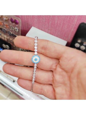 Oriental Kuyumculuk Jewellery Taşlı Göz Nazarlık Su Yolu Asansör Gümüş Bileklik