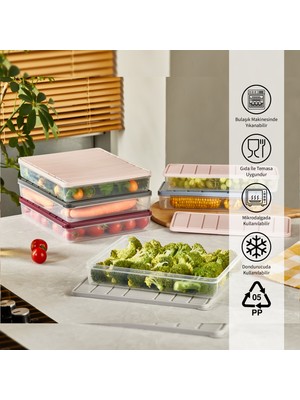 Selka Home 4 Adet 2,25 Lt. Nora Organizer Buzdolabı Buzluk Düzenleyici Saklama Kabı
