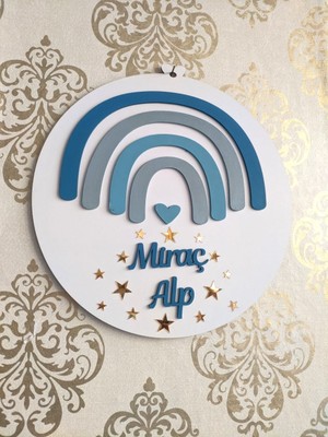 Bir Parça Tasarım Gökkuşağı Kapı Süsü Mavi