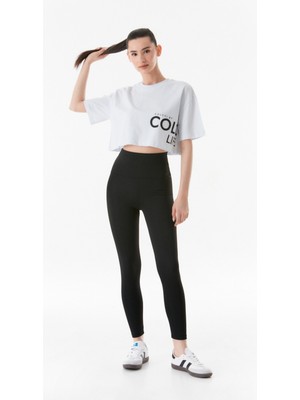 FullaModa Yazı Baskılı Crop T-Shirt